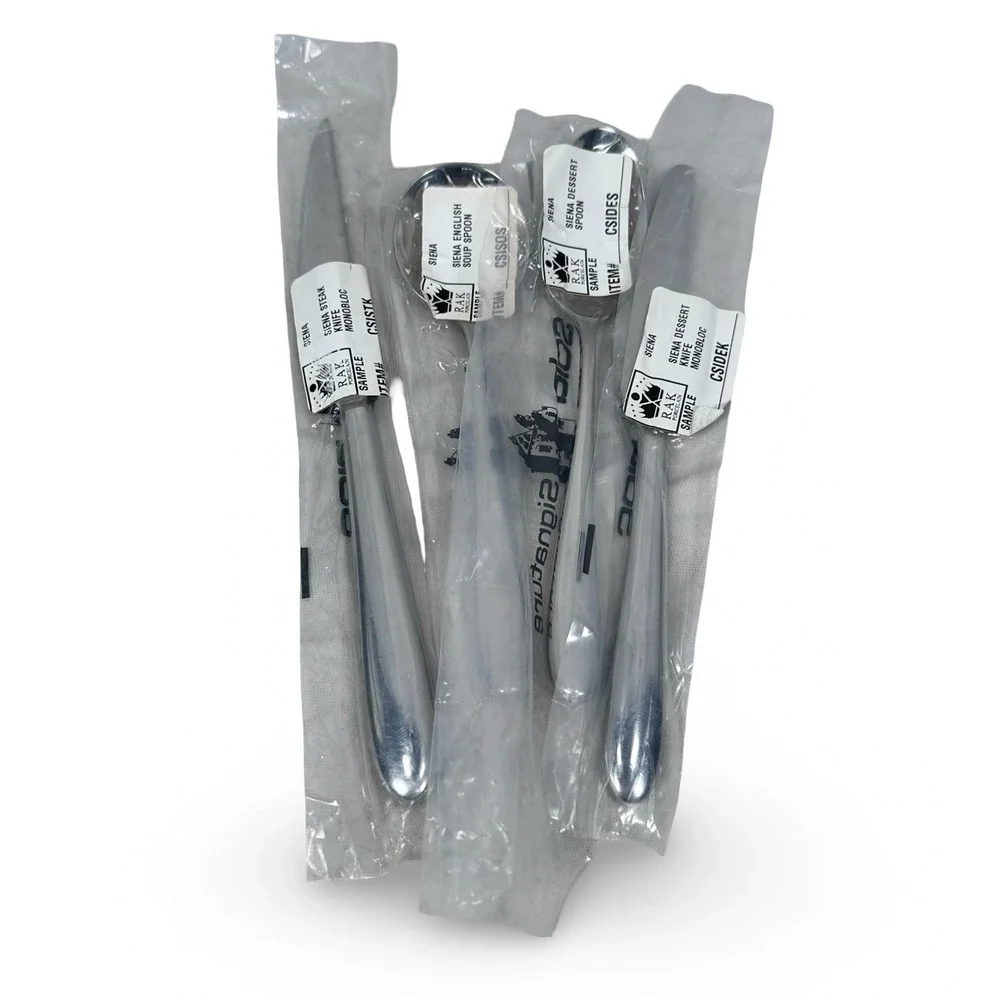 RAK Porcelain Siena 4pc Flatware Set 18/10‎ Stainless Steel Knives Spoons Silver